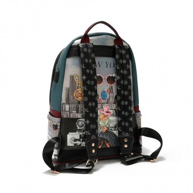 MOCHILA GRANDE NICOLE LEE NEW YORK, USB - PORTATIL