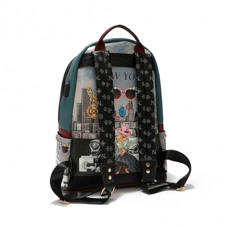 MOCHILA GRANDE NICOLE LEE NEW YORK, USB - PORTATIL