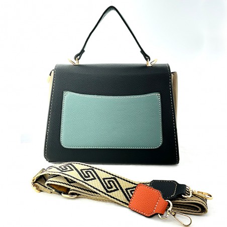 BOLSO PEQUEÑO TRES MARIPOSAS  TRICOLOR Estilo Boston