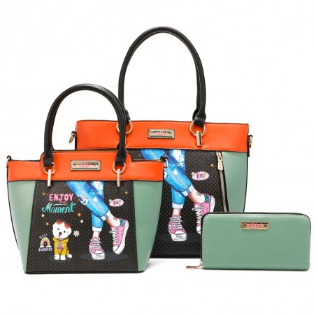 SET BOLSOS 3 PIEZAS NIKKY By Nicole Lee (Bolso Shopper - Bolso Mano - Monedero)