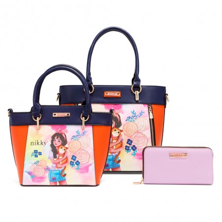 SET BOLSOS 3 PIEZAS NIKKY By Nicole Lee (Bolso Tote - Bandolera - Billetera)