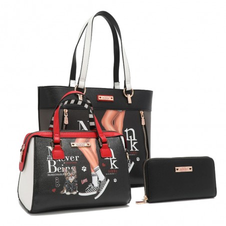 SET BOLSOS 3 PIEZAS NIKKY By Nicole Lee (Bolso Shopper - Bowling - Monedero)