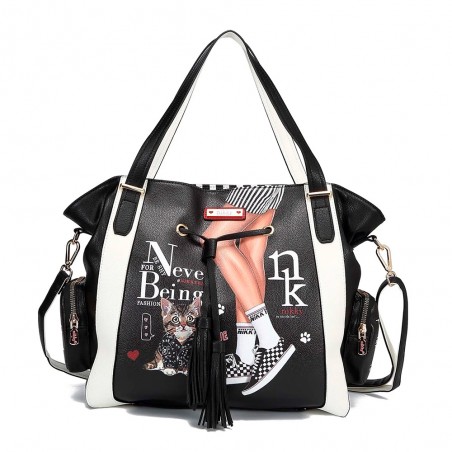 BOLSO HOMBRO NIKKY (By Nicole Lee) - Colección: Never By Shy Negro - Múltiples bolsillos