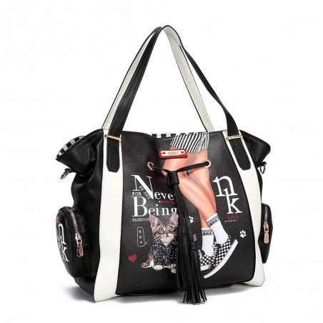 BOLSO HOMBRO NIKKY (By Nicole Lee) - Colección: Never By Shy Negro - Múltiples bolsillos