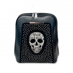 MOCHILA NEGRA CALAVERA - TACHUELAS - TRES MARIPOSAS 2