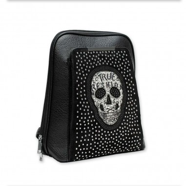 MOCHILA NEGRA CALAVERA - TACHUELAS - TRES...